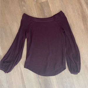 Anthropologie Purple Off the Shoulder Bubble Sleeve Sweater